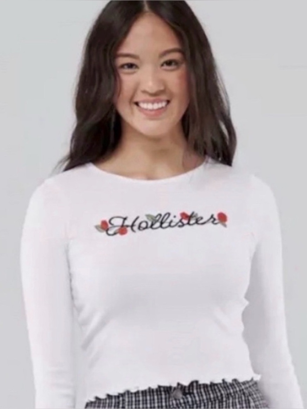 Hollister White Baby Tee Size Medium